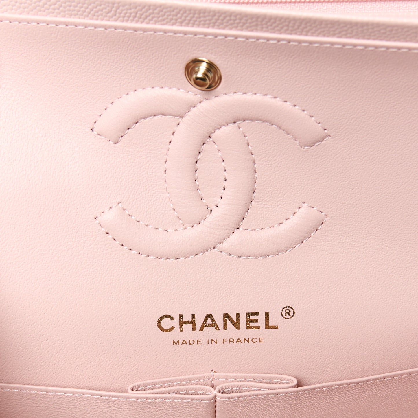 Caviar Quilted Small Double Flap Light Pink