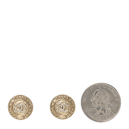 Chanel Crystal CC Round Earrings Gold 2 of 4