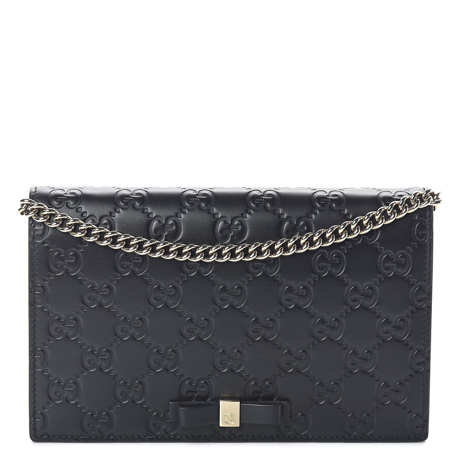 Gucci Guccissima Signature Bowy Chain Wallet Black 1 of 9