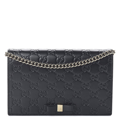 Gucci Guccissima Signature Bowy Chain Wallet Black 1 of 9