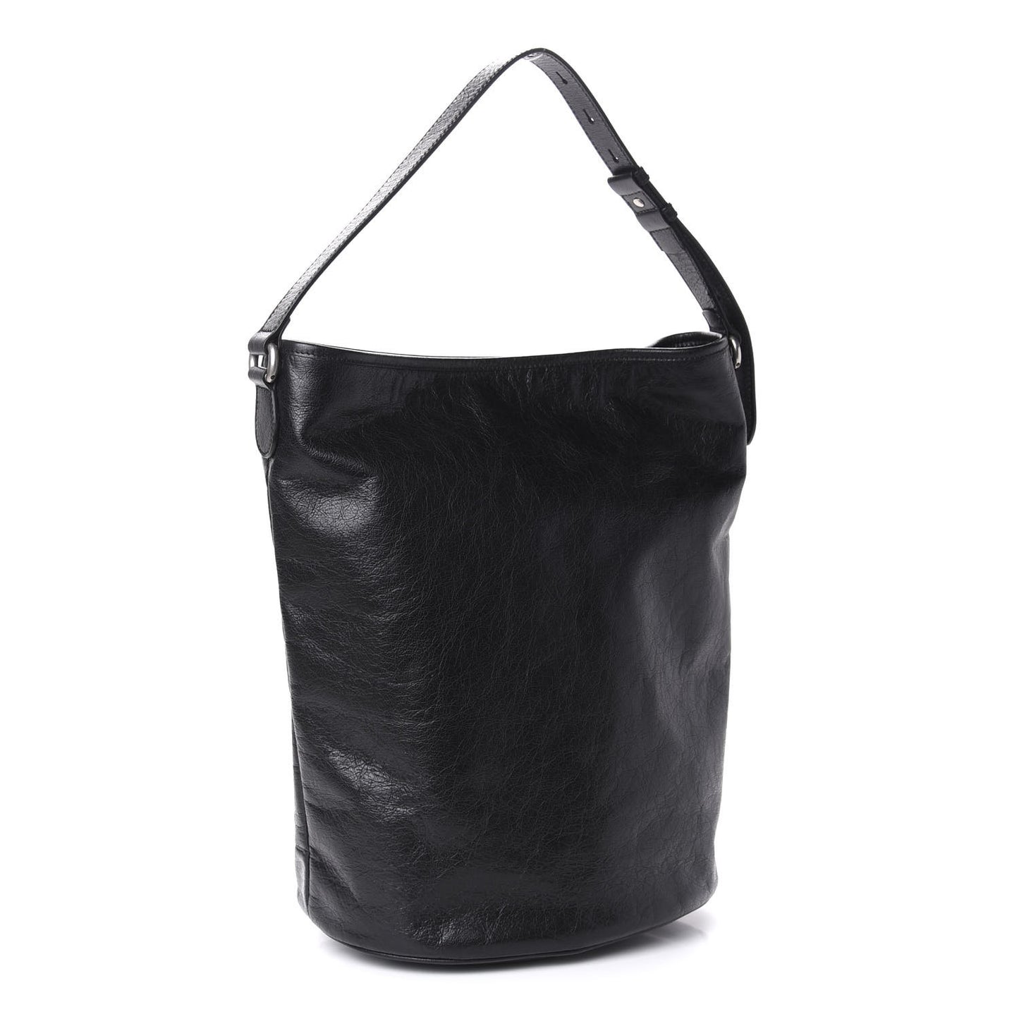 Fluffy Calfskin Morpheus Hobo Shoulder Bag Black
