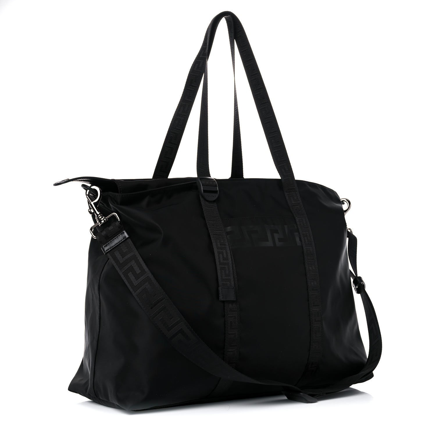Versace Nylon La Greca Logo Tote Black 2 of 9