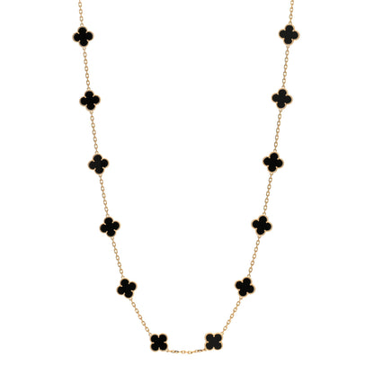 Van Cleef & Arpels 18K Yellow Gold Black Onyx 20 Motifs Vintage Alhambra Necklace 1 of 3