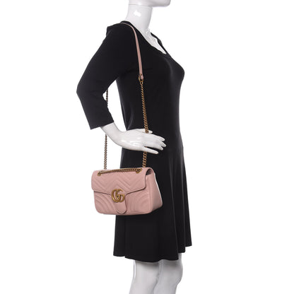 Gucci Calfskin Matelasse Small GG Marmont Shoulder Bag Perfect Pink 2 of 11