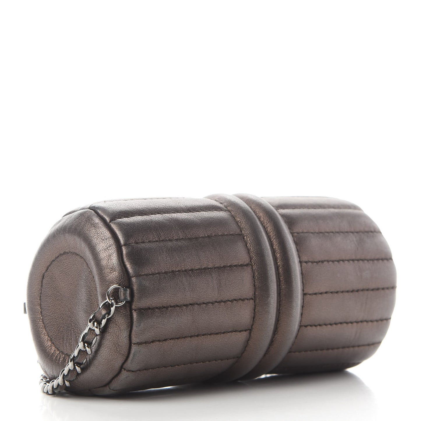 Metallic Lambskin Horizontal Quilt Pochette Bronze