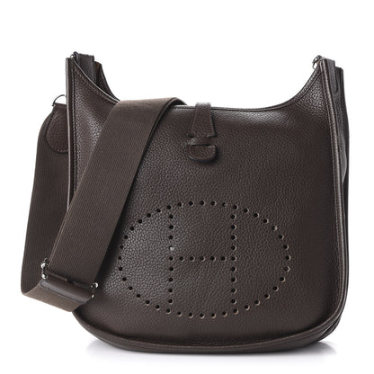 Hermes Taurillon Clemence Evelyne III PM Chocolate 1 of 9