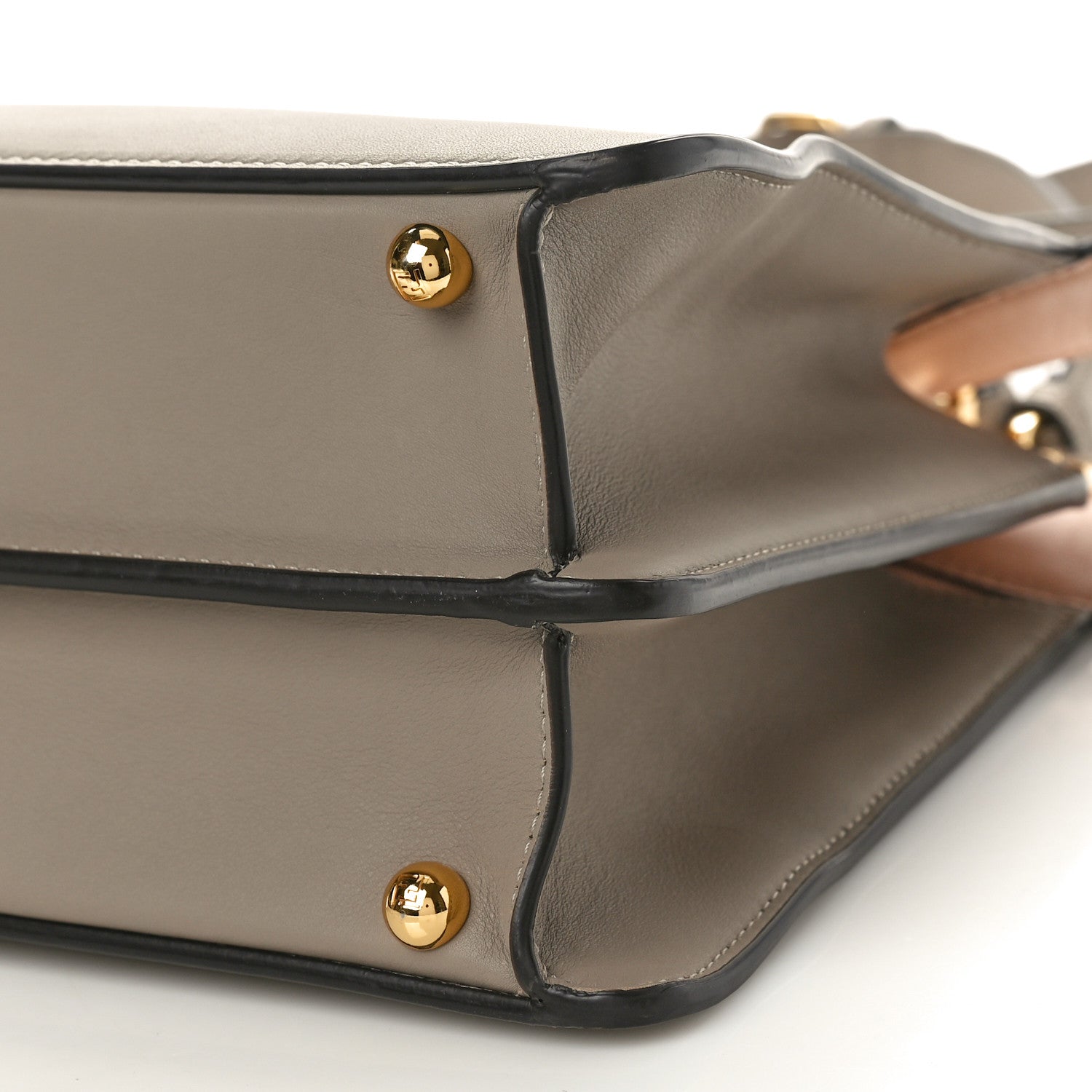 Fendi Vitello Seta Astrakan Intarsio Geometric Medium Peekaboo I SEE U Satchel Tortora 12 of 12