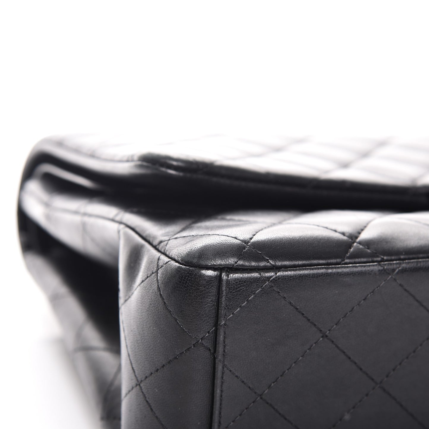 Lambskin Quilted Maxi Double Flap Black
