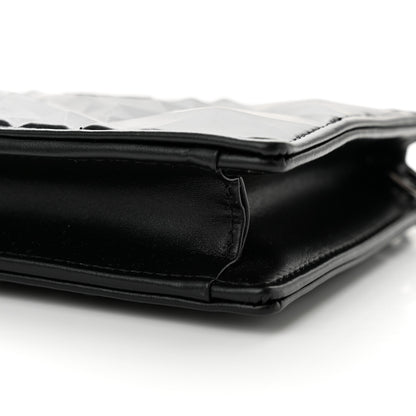 Christian Dior CHRISTIAN DIOR Calfskin Macrocannage Diamond Caro Zipped Pouch With Chain Black 10 of 11