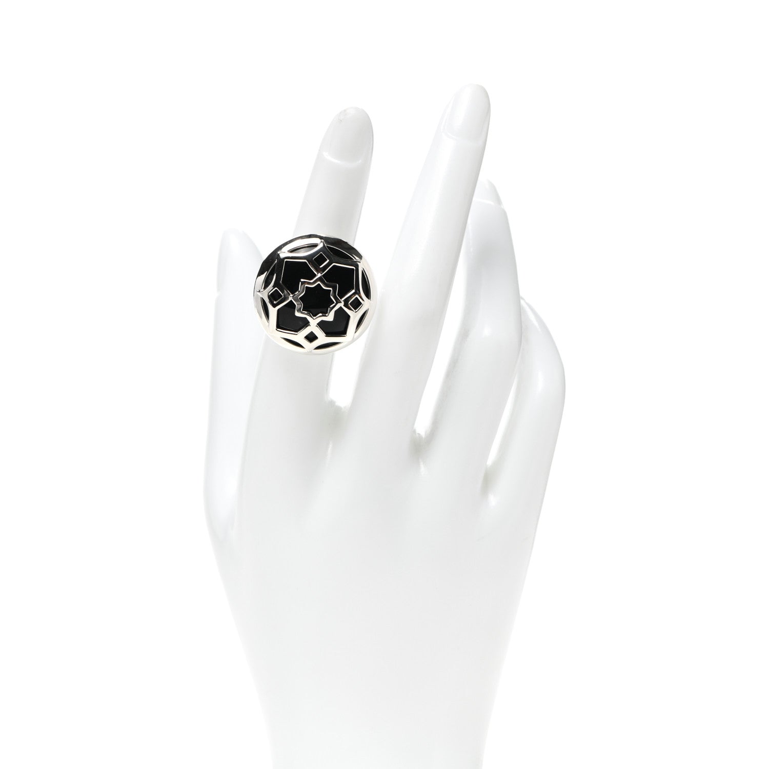 Tiffany Sterling Silver Onyx Paloma Picasso Zellige Medallion Ring 50 5.25 2 of 5