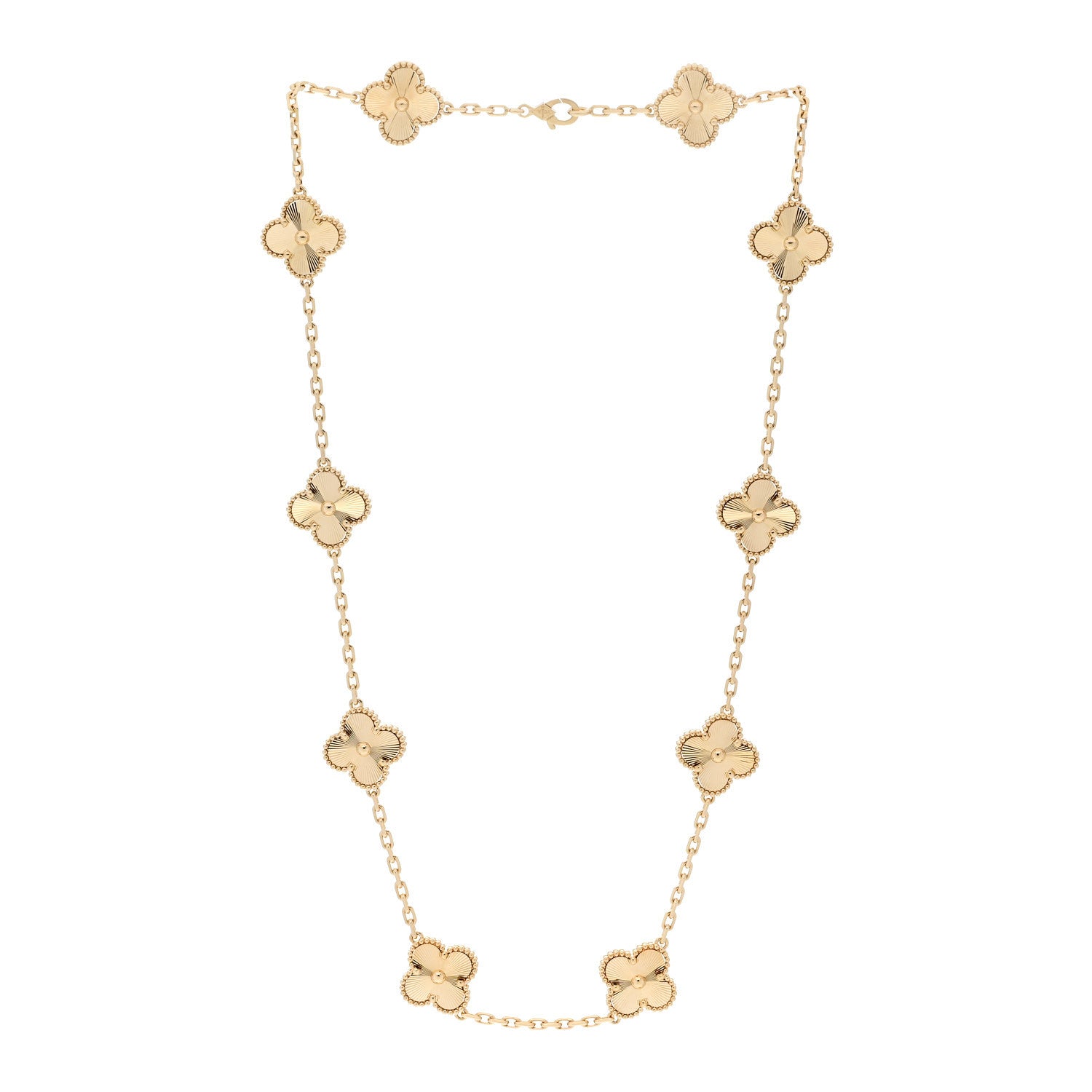 Van Cleef & Arpels 18K Yellow Gold 10 Motifs Guilloche Vintage Alhambra Necklace 3 of 7