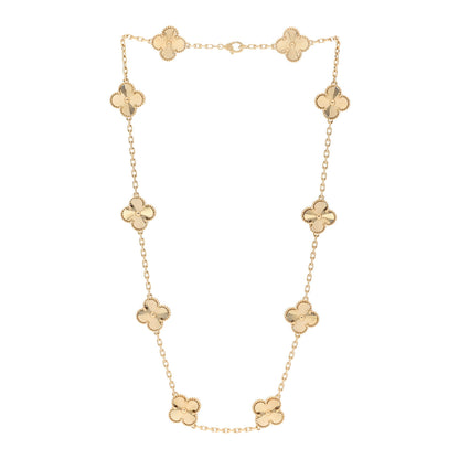 Van Cleef & Arpels 18K Yellow Gold 10 Motifs Guilloche Vintage Alhambra Necklace 3 of 7