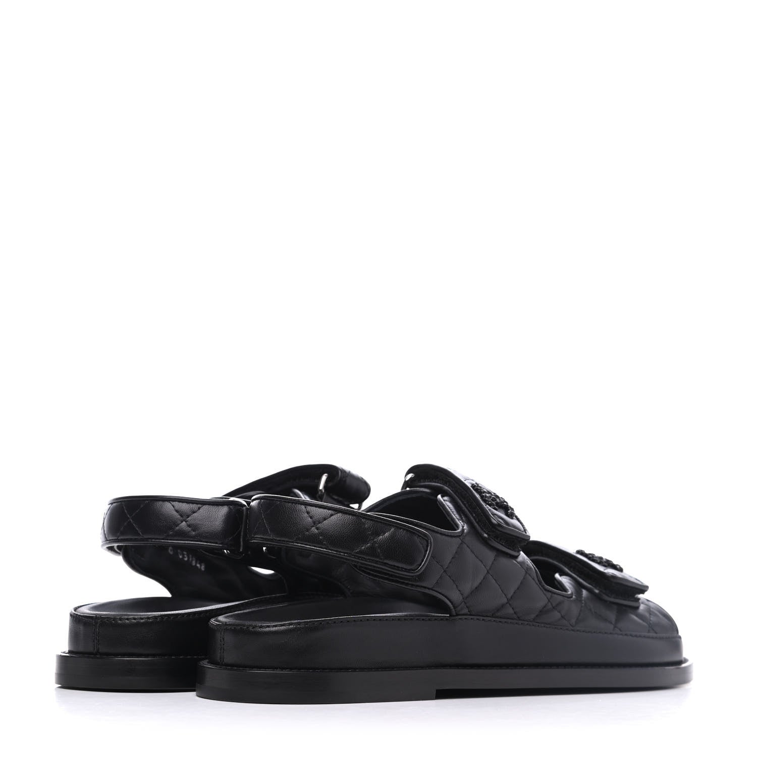 Chanel Lambskin Velcro Dad Sandals 38 Black 4 of 8
