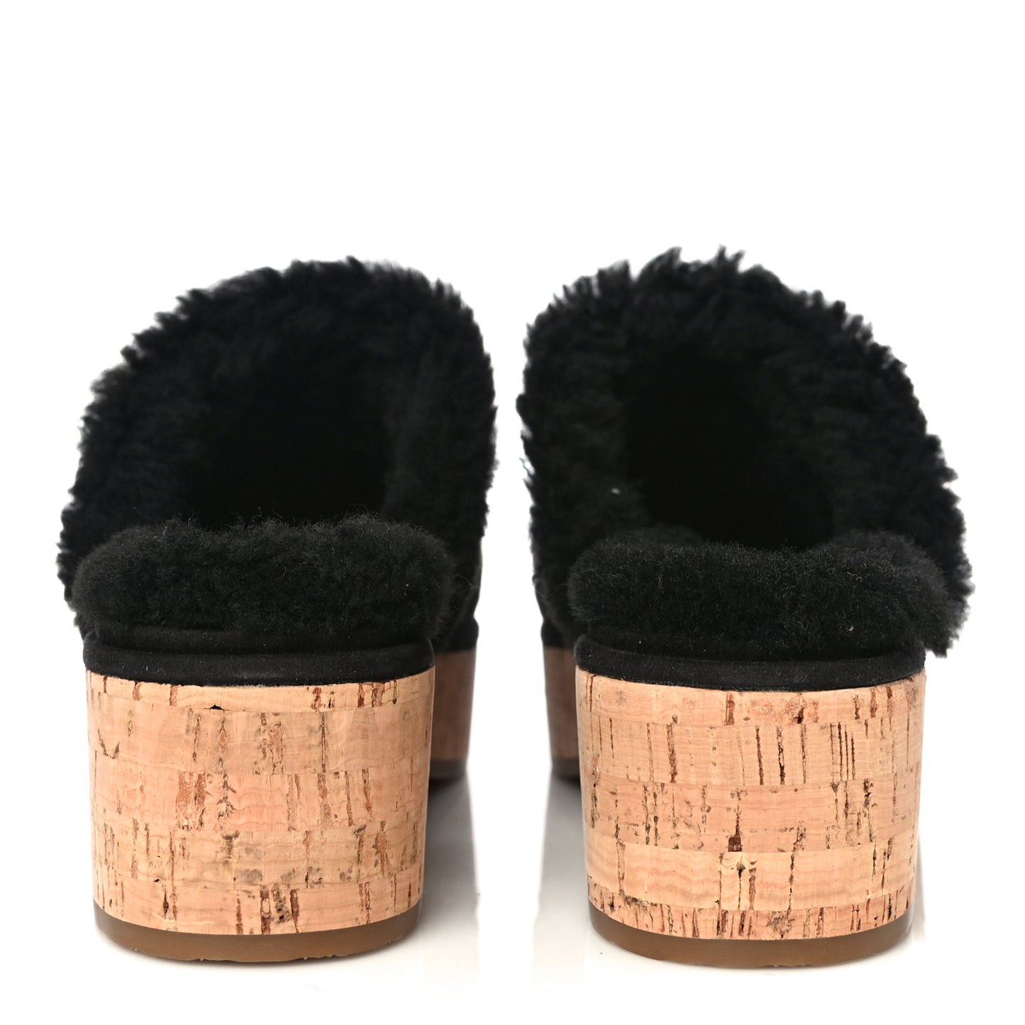 Suede Calfskin Shearling Turn Lock Clogs 39 Black