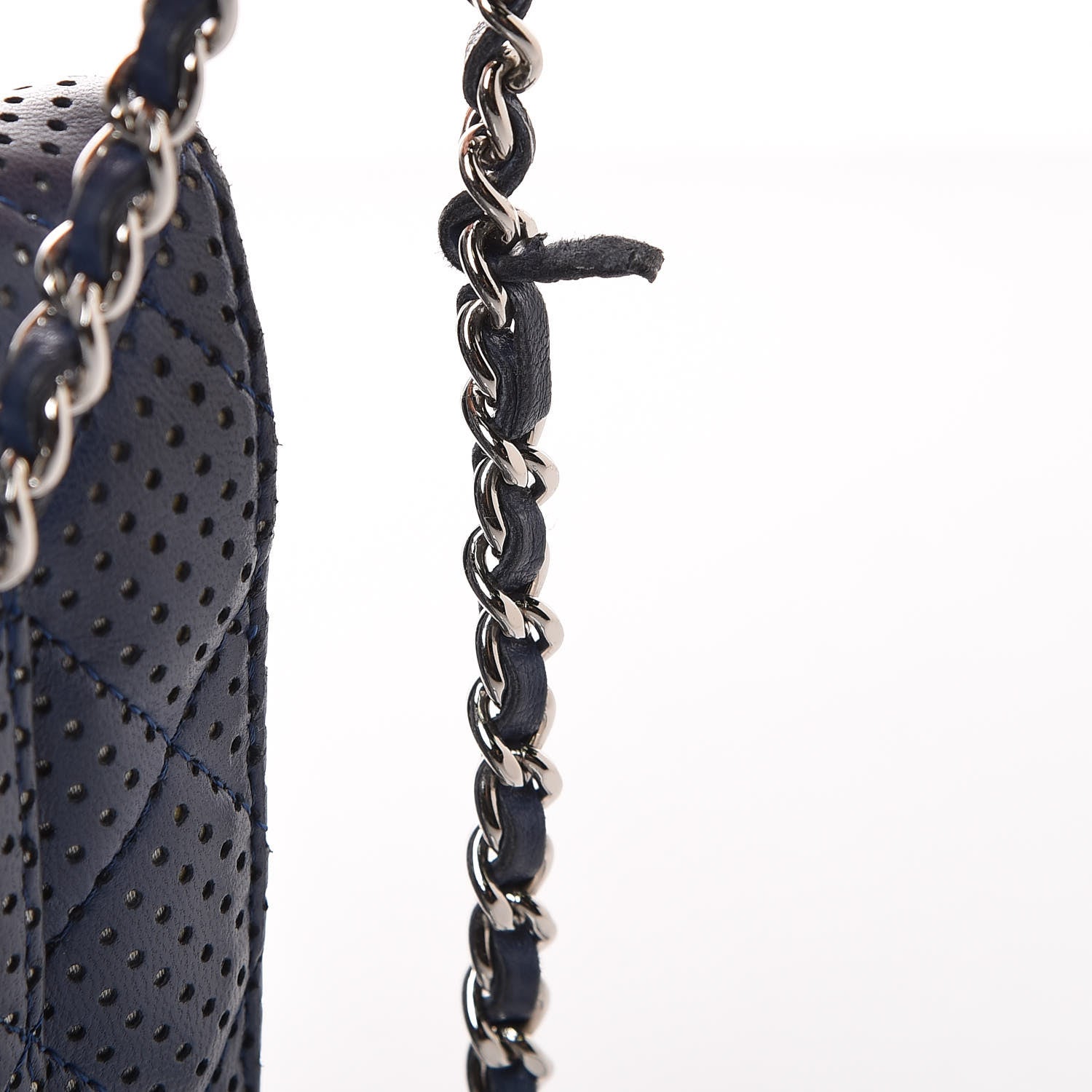 Chanel Perforated Lambskin Quilted Wallet On Chain WOC Blue 14 of 18