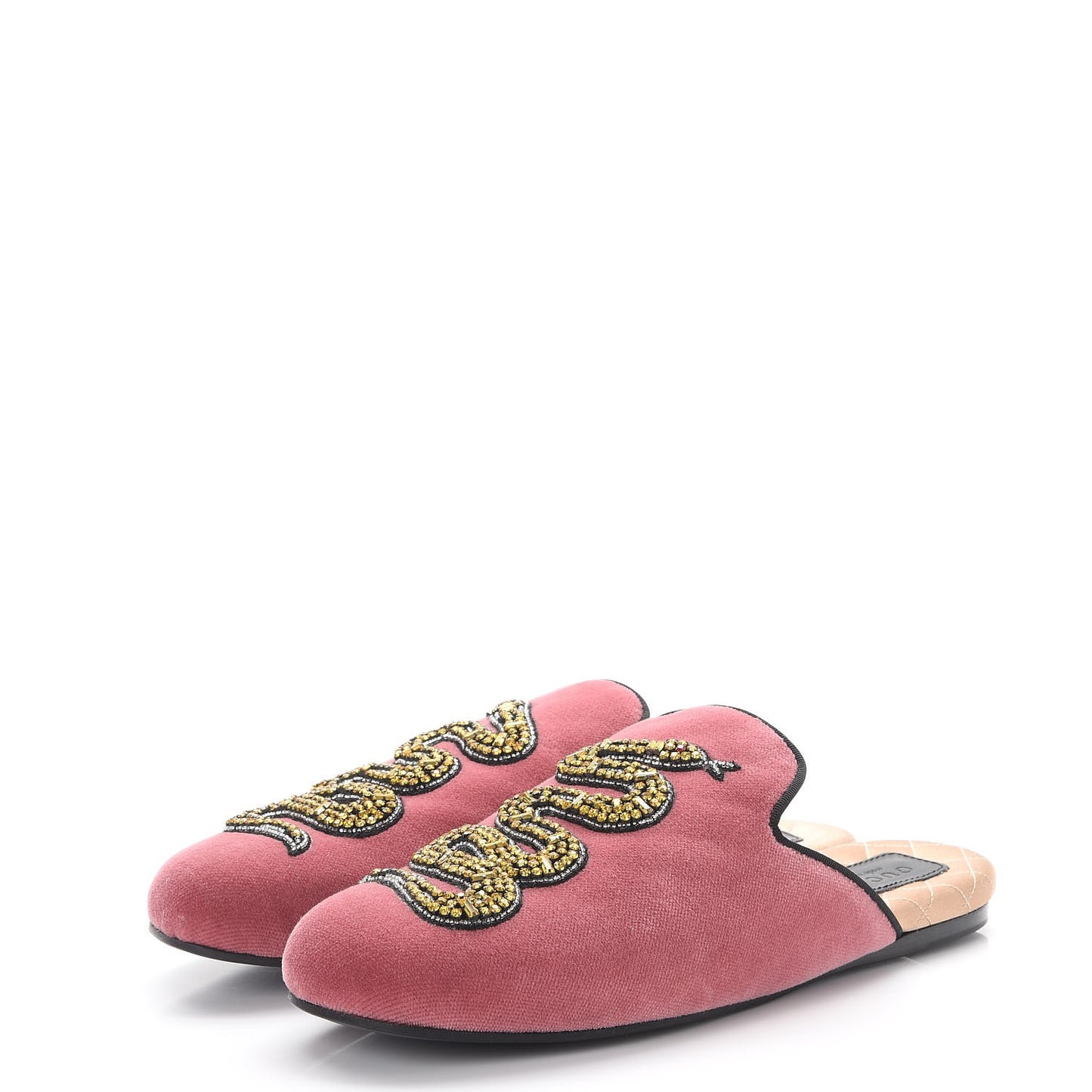 Velvet Embellished Evening Slippers 37 Pink