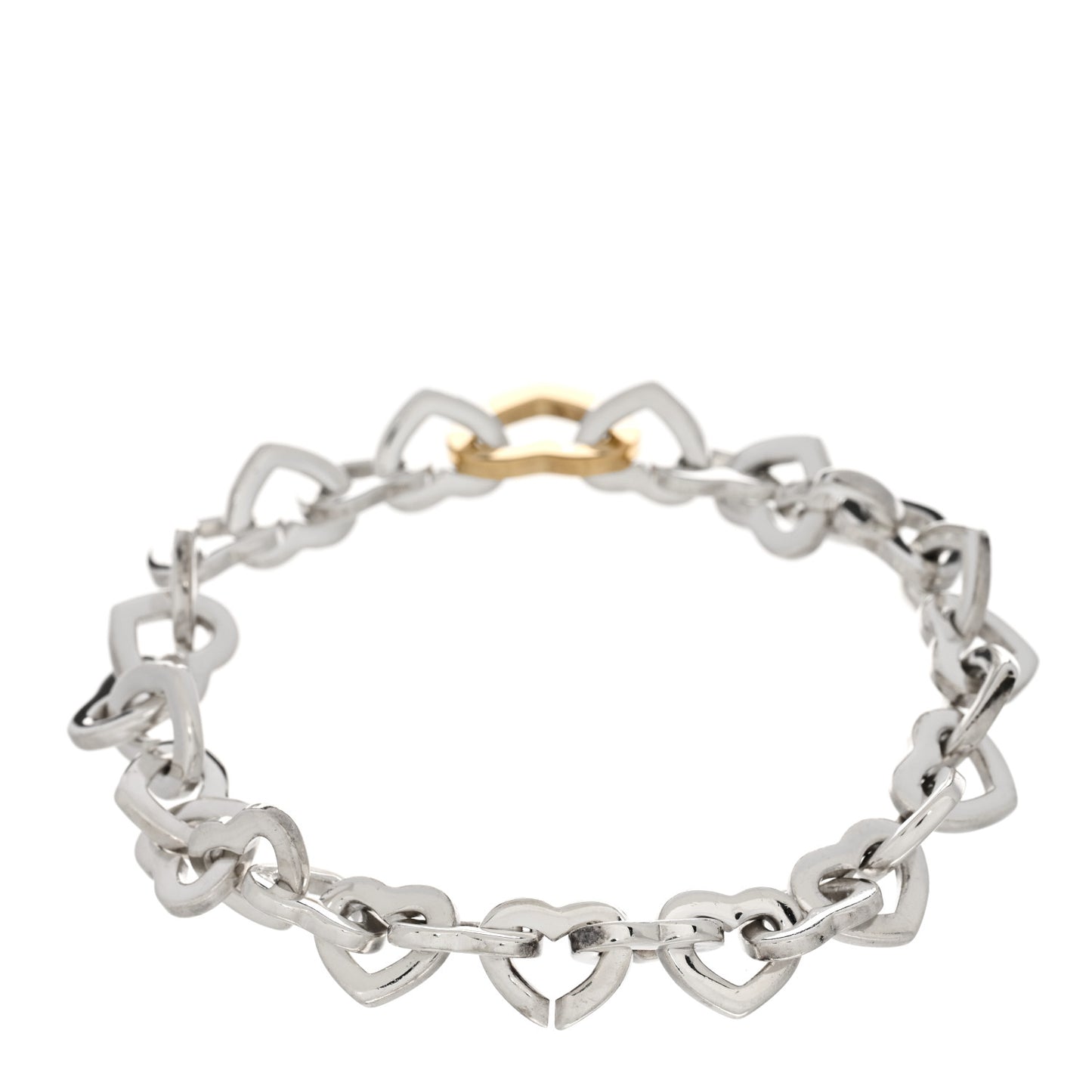 Sterling Silver 18K Yellow Gold Heart Links Bracelet