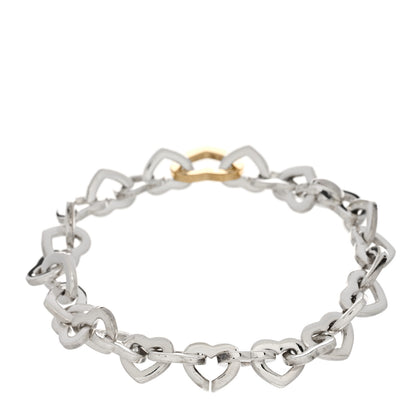 Tiffany Sterling Silver 18K Yellow Gold Heart Links Bracelet 2 of 3