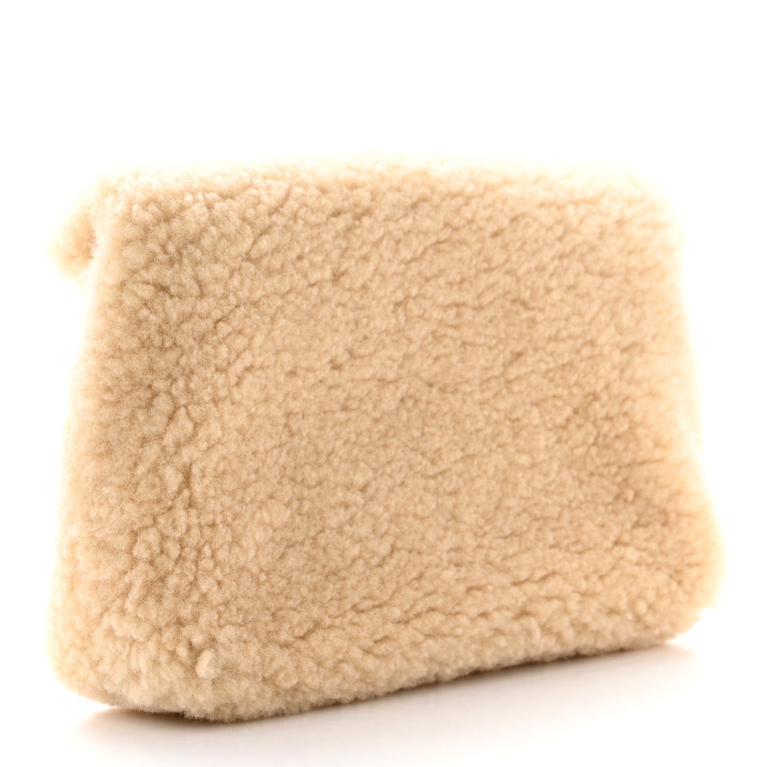 Saint Laurent Shearling Quilted Monogram Loulou Puffer Pouch Clutch Natural Beige Brick 4 of 13