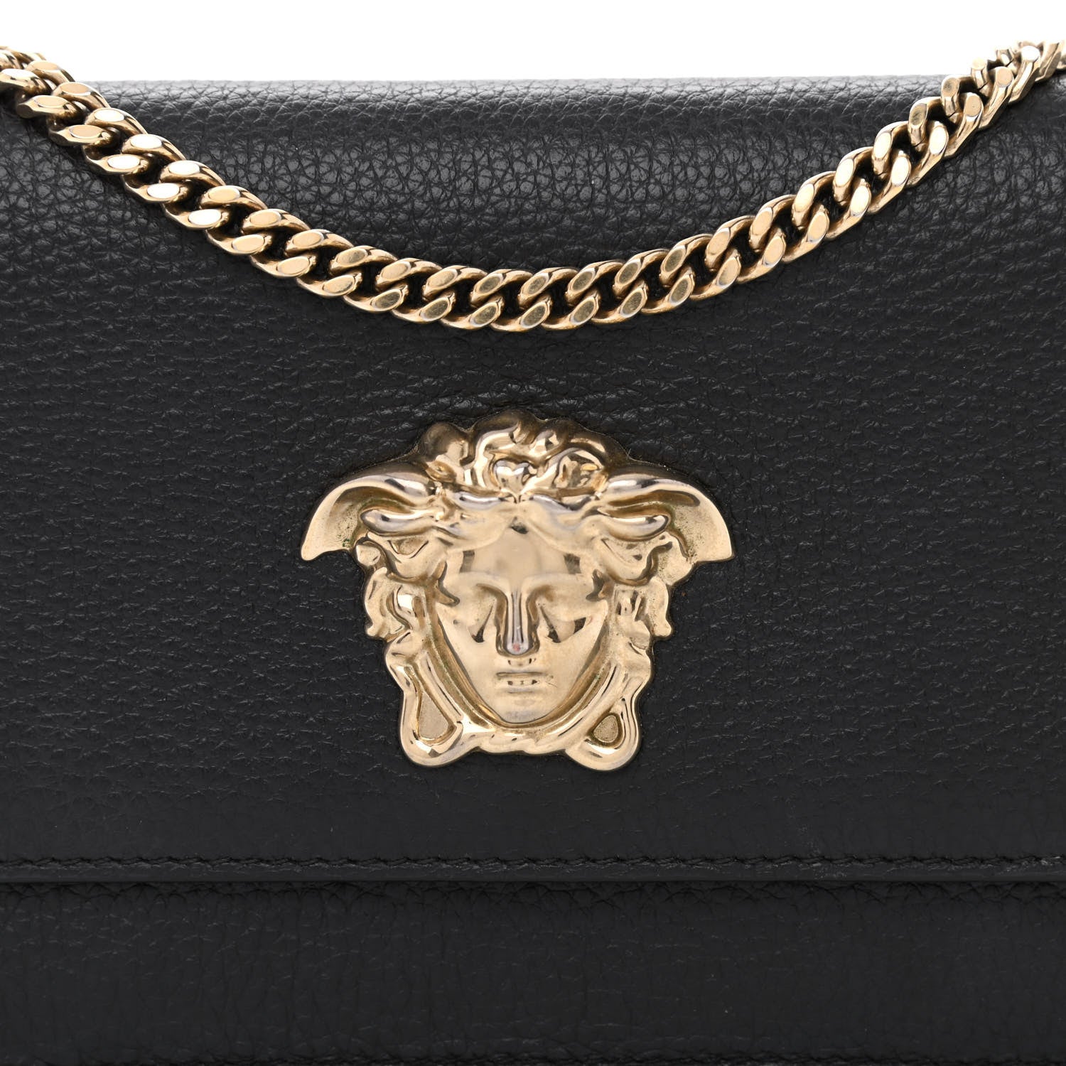 Versace Grained Calfskin Medusa Wallet On Chain Black 7 of 9