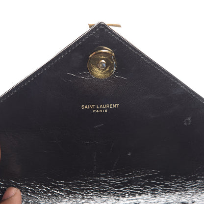 Saint Laurent Cracked Shiny Calfskin Matelasse Chevron Monogram Medium College Bag Black 9 of 14