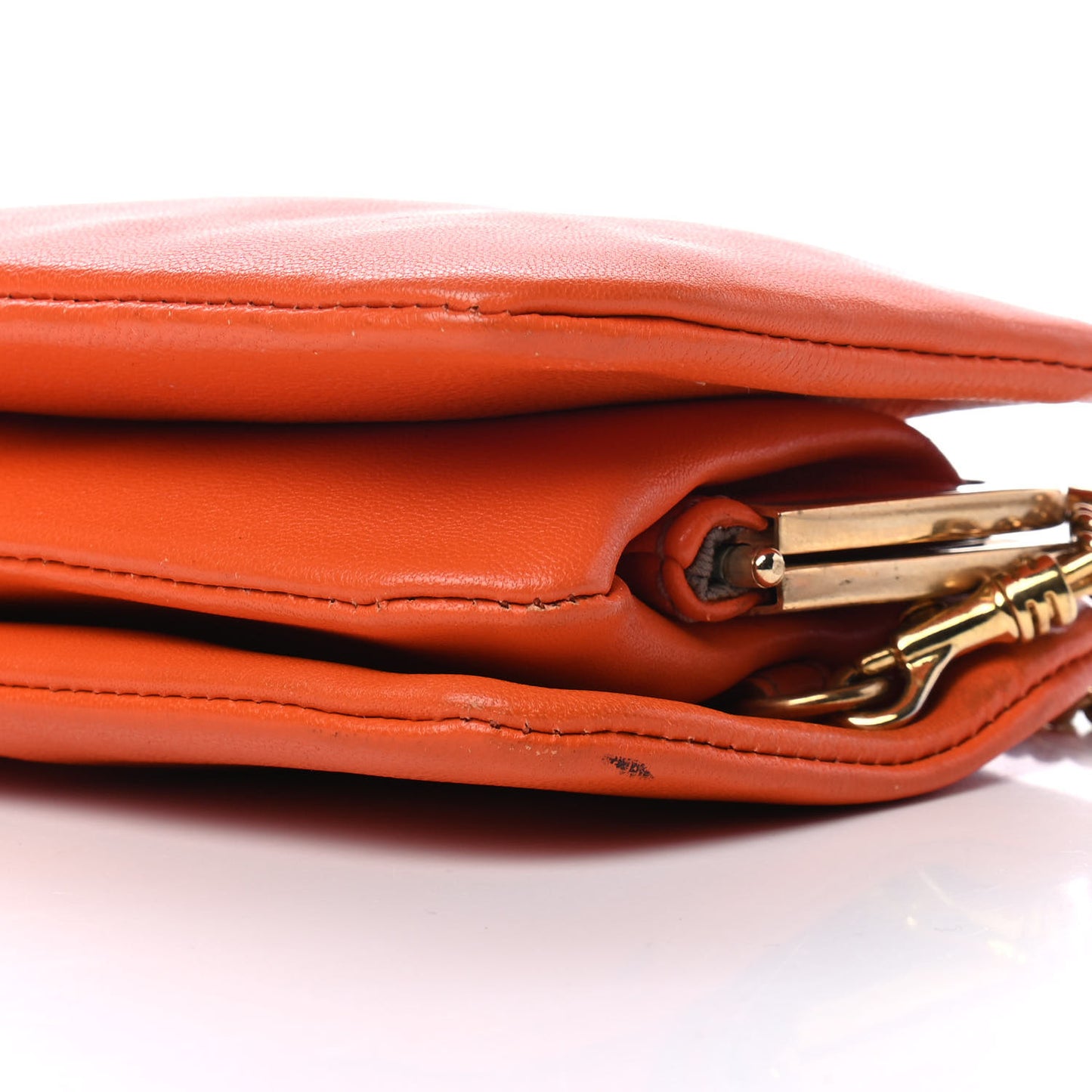 Vitello Frame Chain Wallet Orange