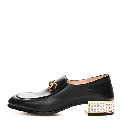 Gucci Goatskin Crystal Womens Horsebit Loafers 38 Black 1 of 10