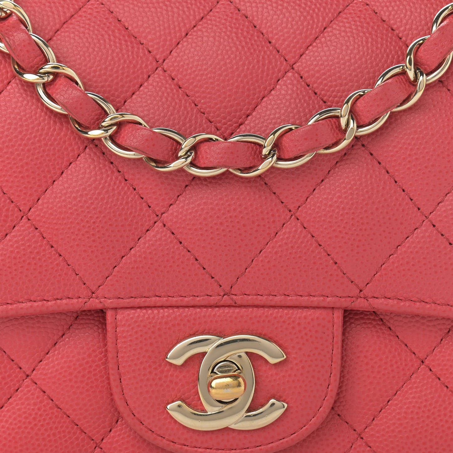 Caviar Quilted Mini Square Flap Pink