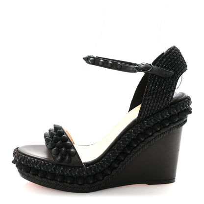 Christian Louboutin Calfskin Lata 110 Wedges 37 Black 1 of 8