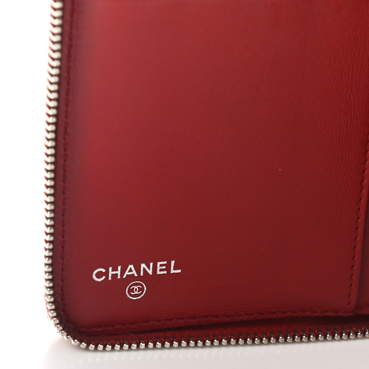 Chanel Lambskin Quilted Large Zip Around Organizer Wallet Red 6 of 9