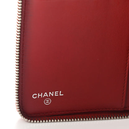 Chanel Lambskin Quilted Large Zip Around Organizer Wallet Red 6 of 9