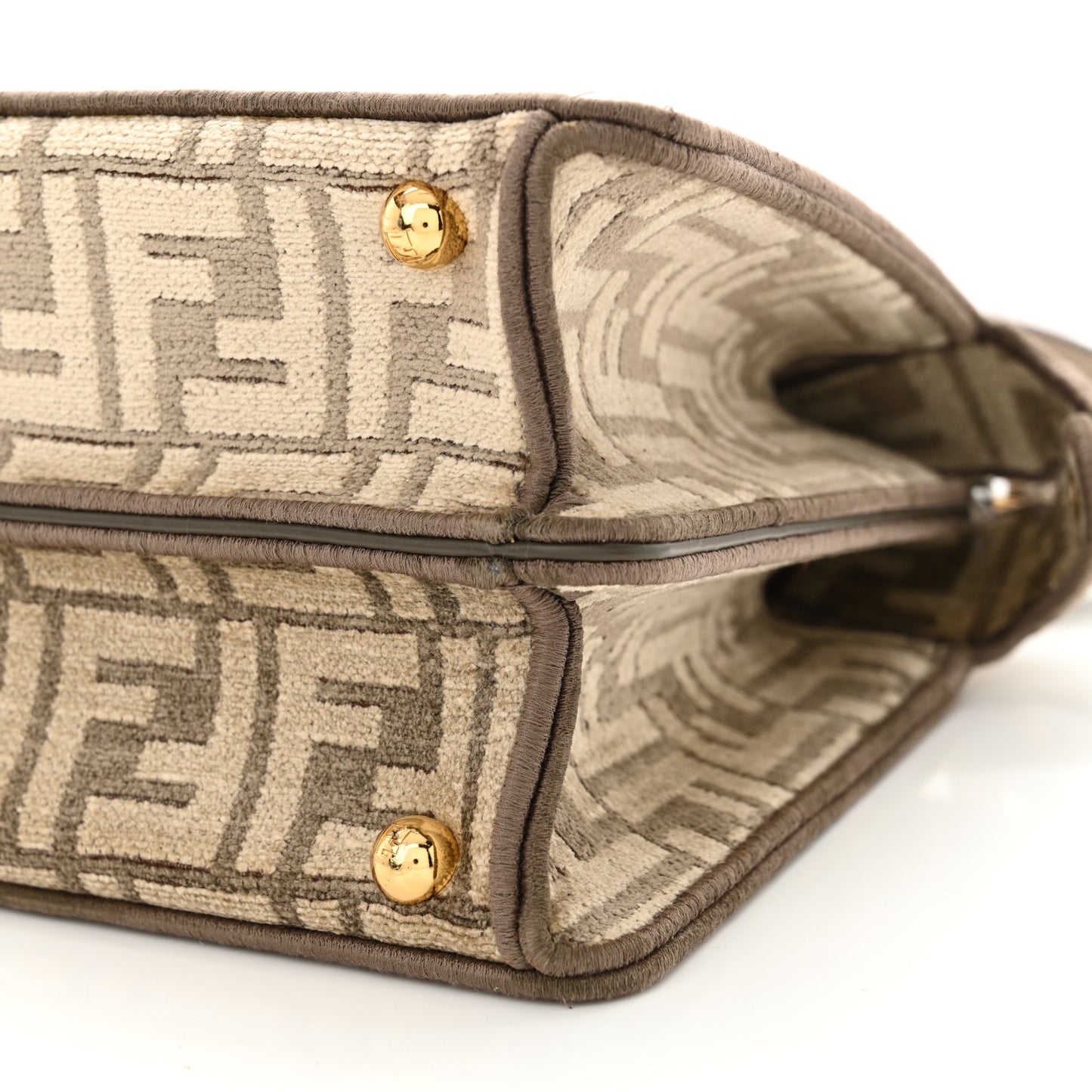 Chenille Vitello Seta FF Small Peekaboo I SEE U Satchel Tortora Nuvola