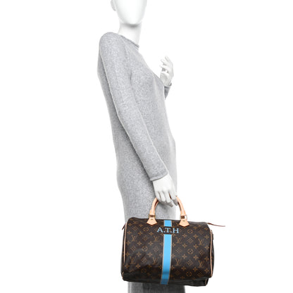 Louis Vuitton Monogram My LV Heritage Speedy Bandouliere 30 Blue Grey 2 of 14