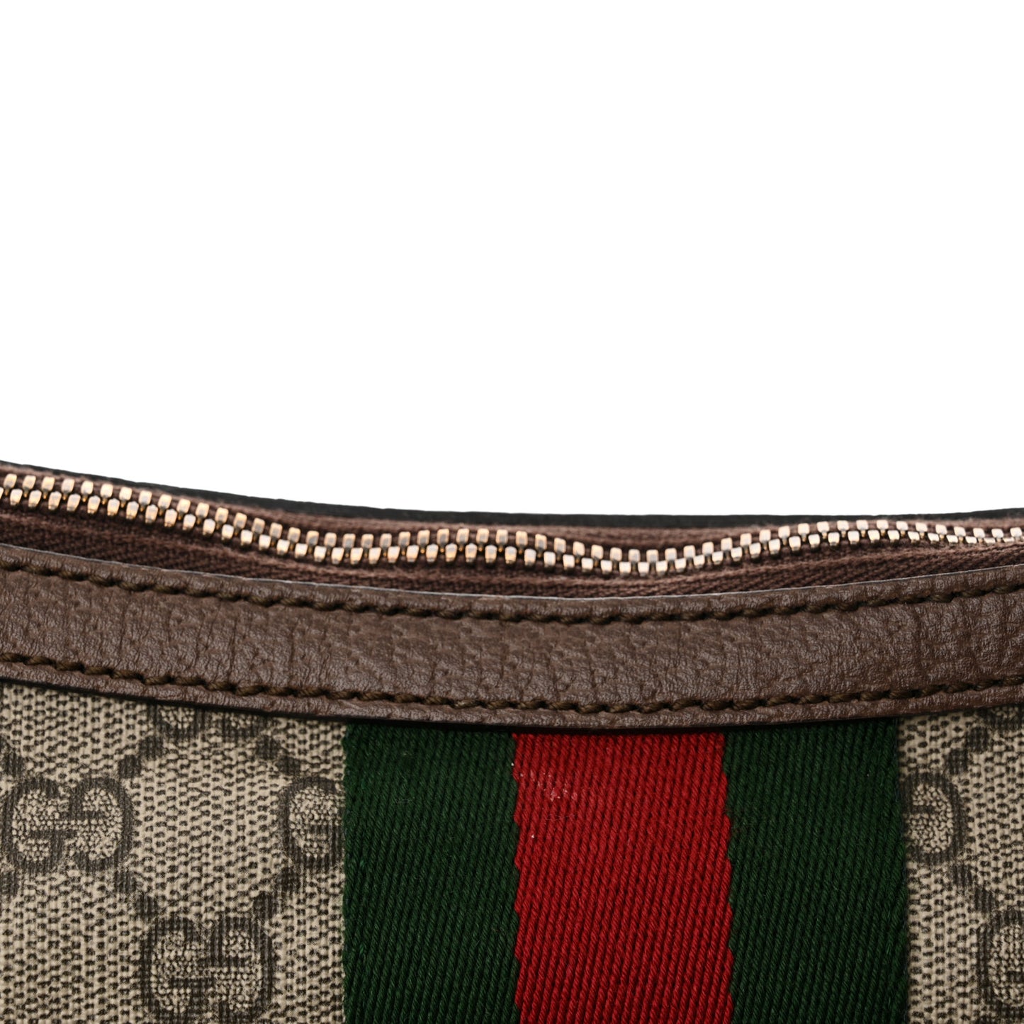 GG Supreme Monogram Web Small Ophidia Half Moon Hobo Brown