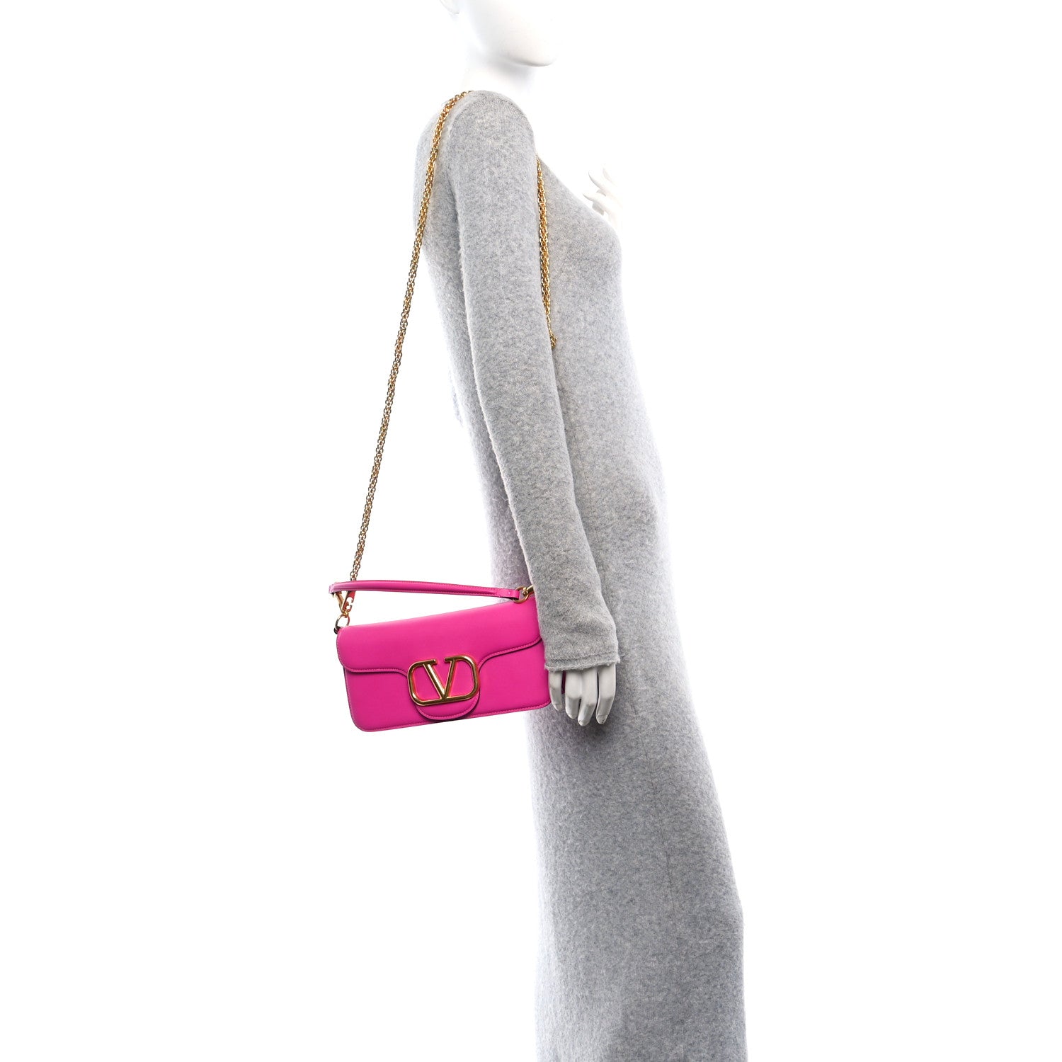 Valentino Garavani Calfskin Vlogo Loco Shoulder Bag Pink PP 2 of 10