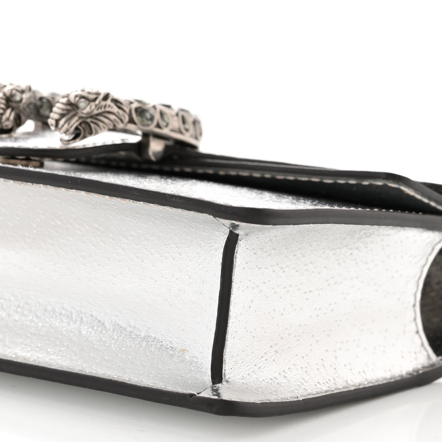 Gucci Metallic Calfskin Super Mini Dionysus Shoulder Bag Silver 9 of 10