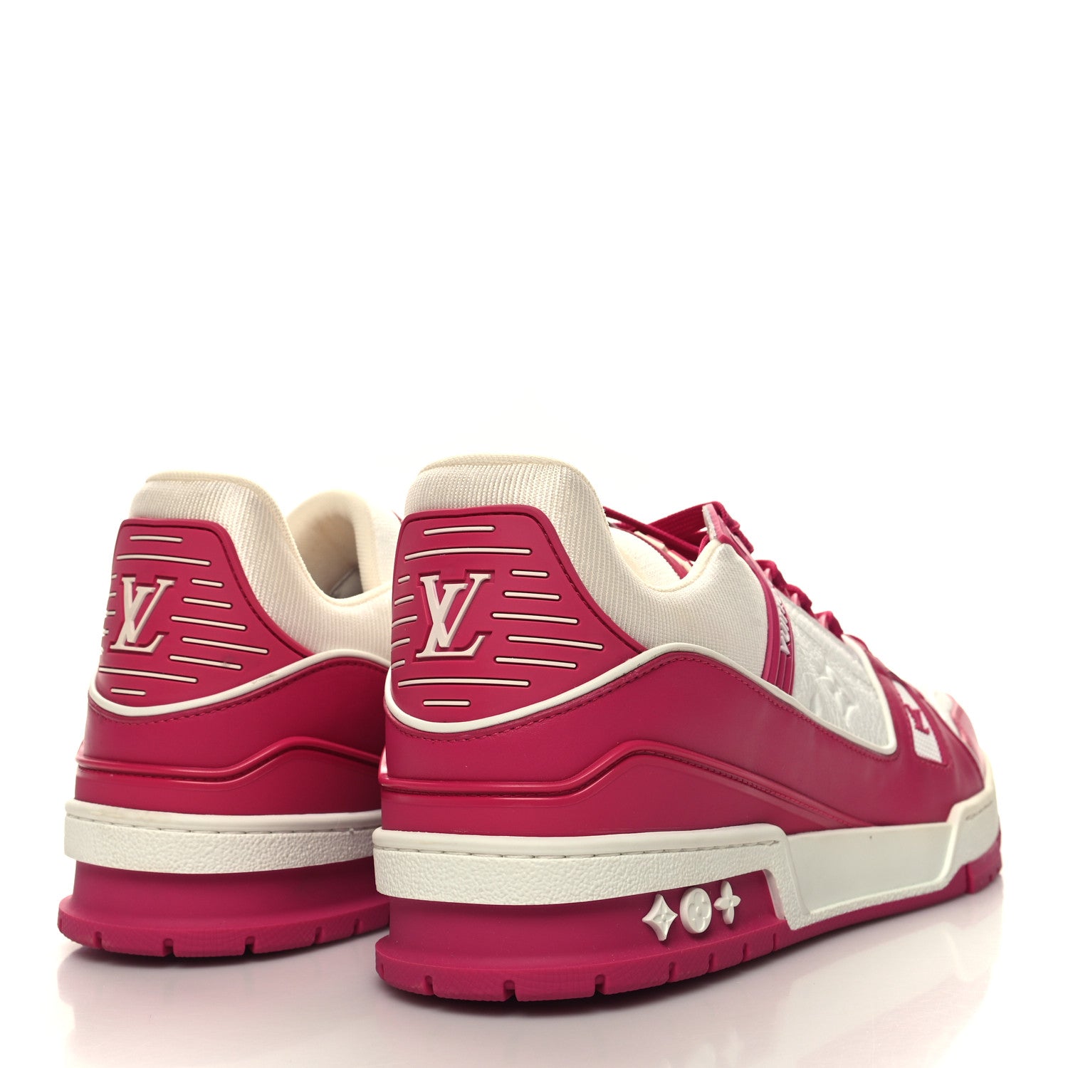 Louis Vuitton Calfskin Embossed Monogram Mens LV Trainer Sneakers 8.5 Fuchsia 4 of 9