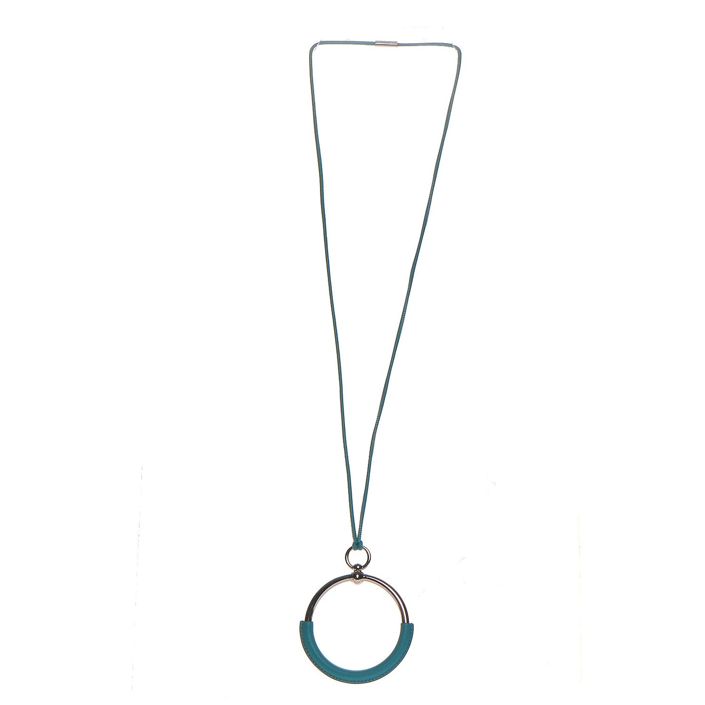 Swift Palladium Grand Loop Pendant Necklace Bleu Paon