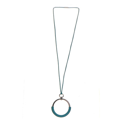 Hermes Swift Palladium Grand Loop Pendant Necklace Bleu Paon 3 of 7