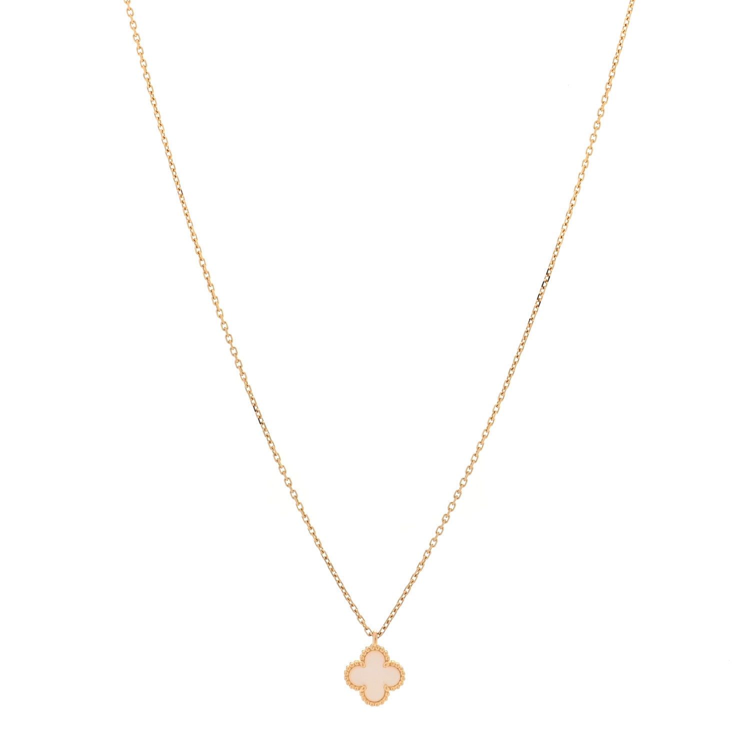 Van Cleef & Arpels 18K Yellow Gold Mother of Pearl Sweet Alhambra Pendant Necklace 1 of 6