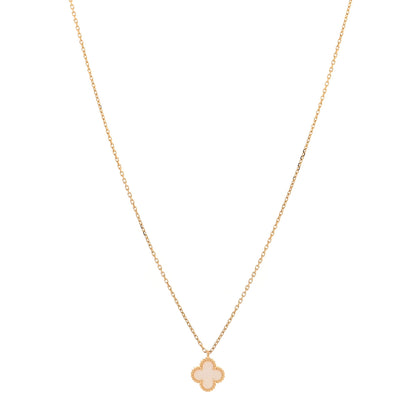 Van Cleef & Arpels 18K Yellow Gold Mother of Pearl Sweet Alhambra Pendant Necklace 1 of 6