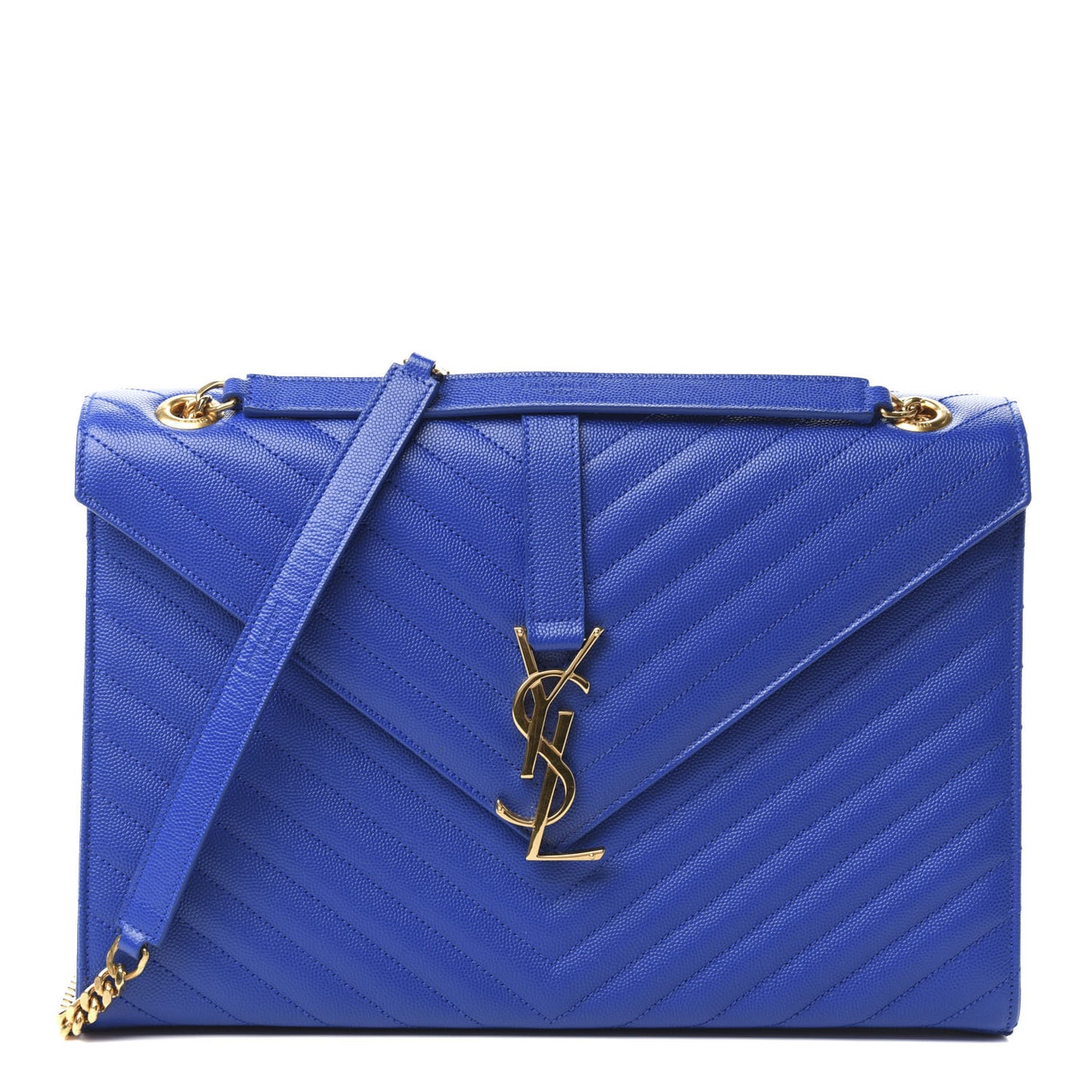 Grain De Poudre Matelasse Chevron Large Monogram Satchel Blue Majorelle