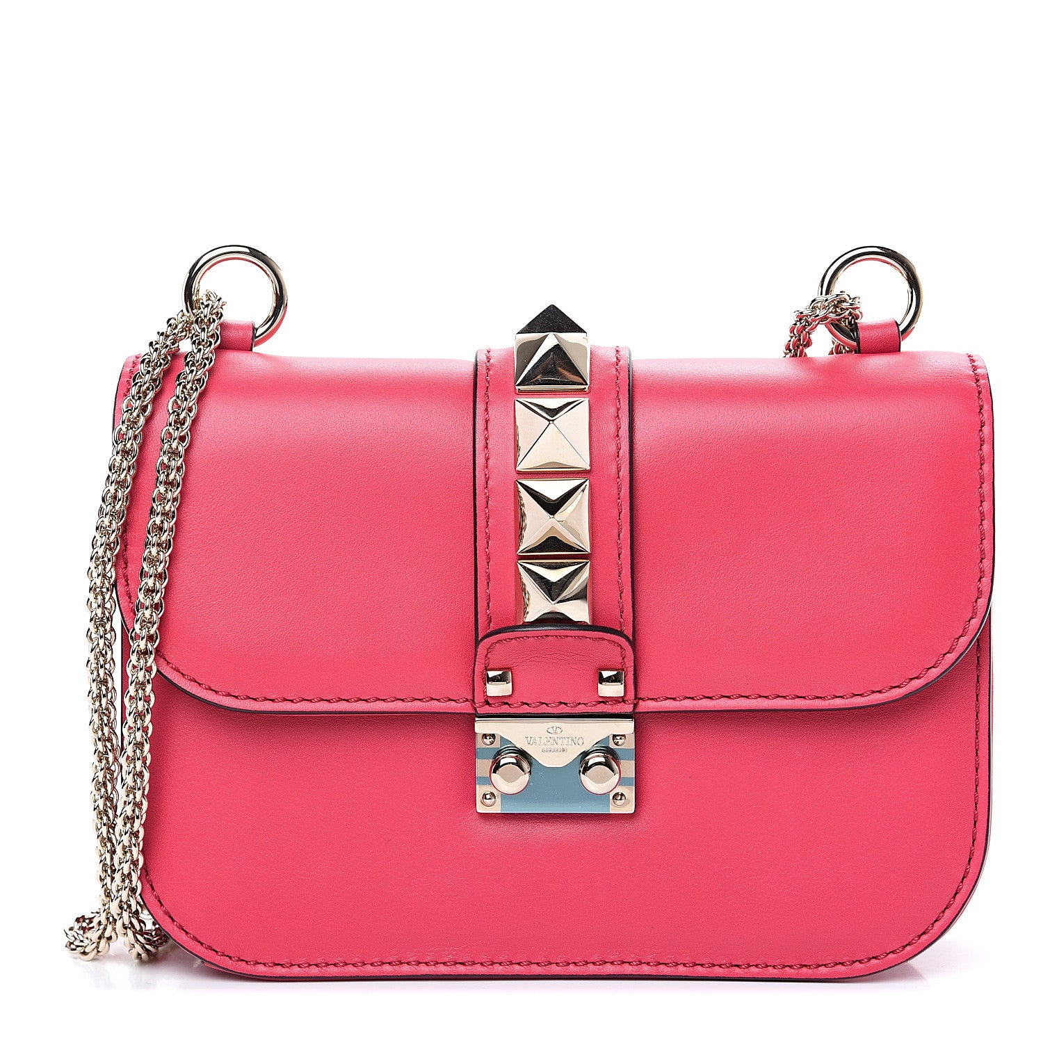 Valentino Garavani Vitello Small Glam Lock Rockstud Flap Pink 1 of 7