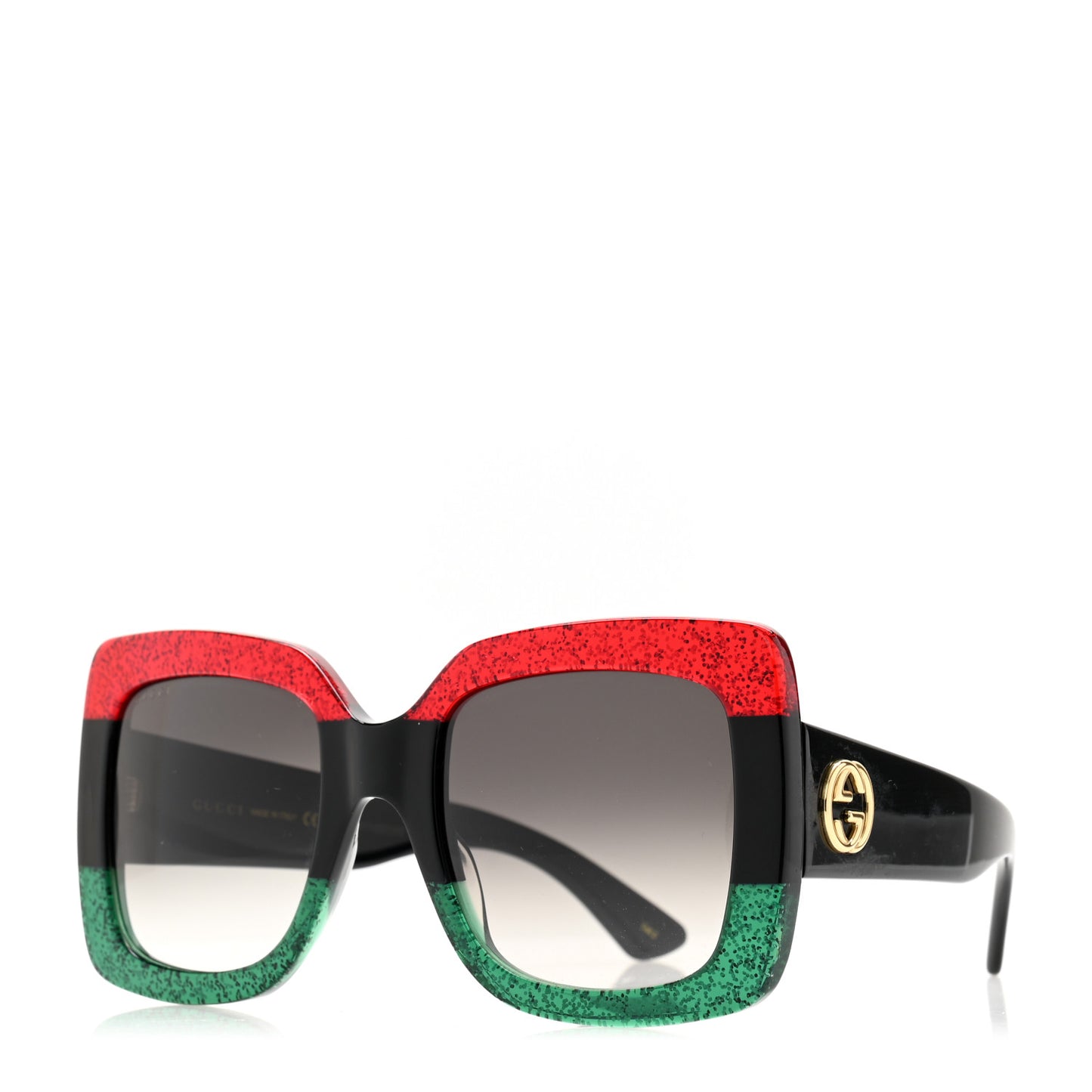 Acetate Square Frame Sunglasses GG0083S Glitter Red Black Green