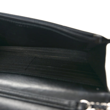 Chanel Calfskin Diagonal Chevron Quilted Tassel Wallet On Chain WOC Black 5 of 11