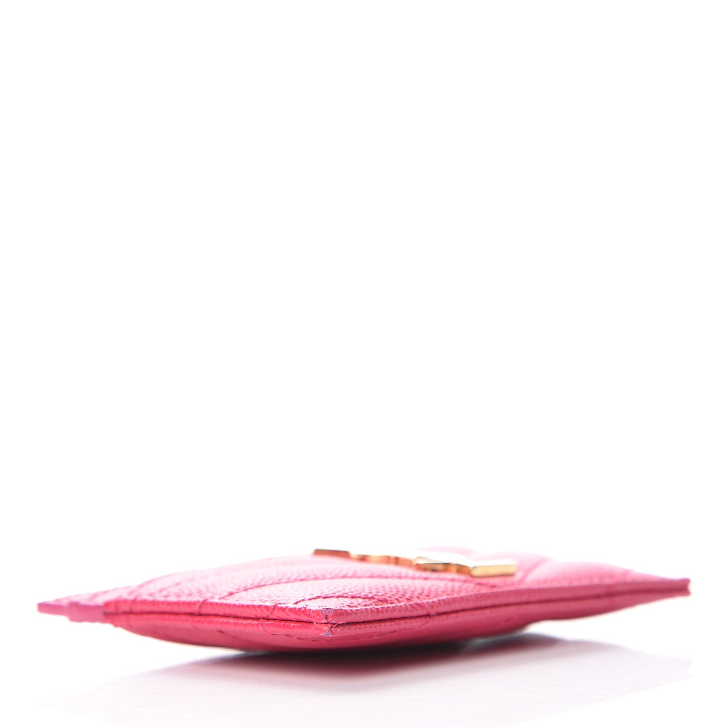 Grain De Poudre Matelasse Chevron Monogram Credit Card Case Fresh Fuxia