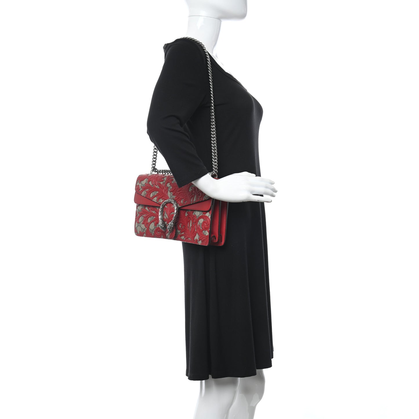 GG Supreme Monogram Arabesque Small Dionysus Shoulder Bag Hibiscus Red