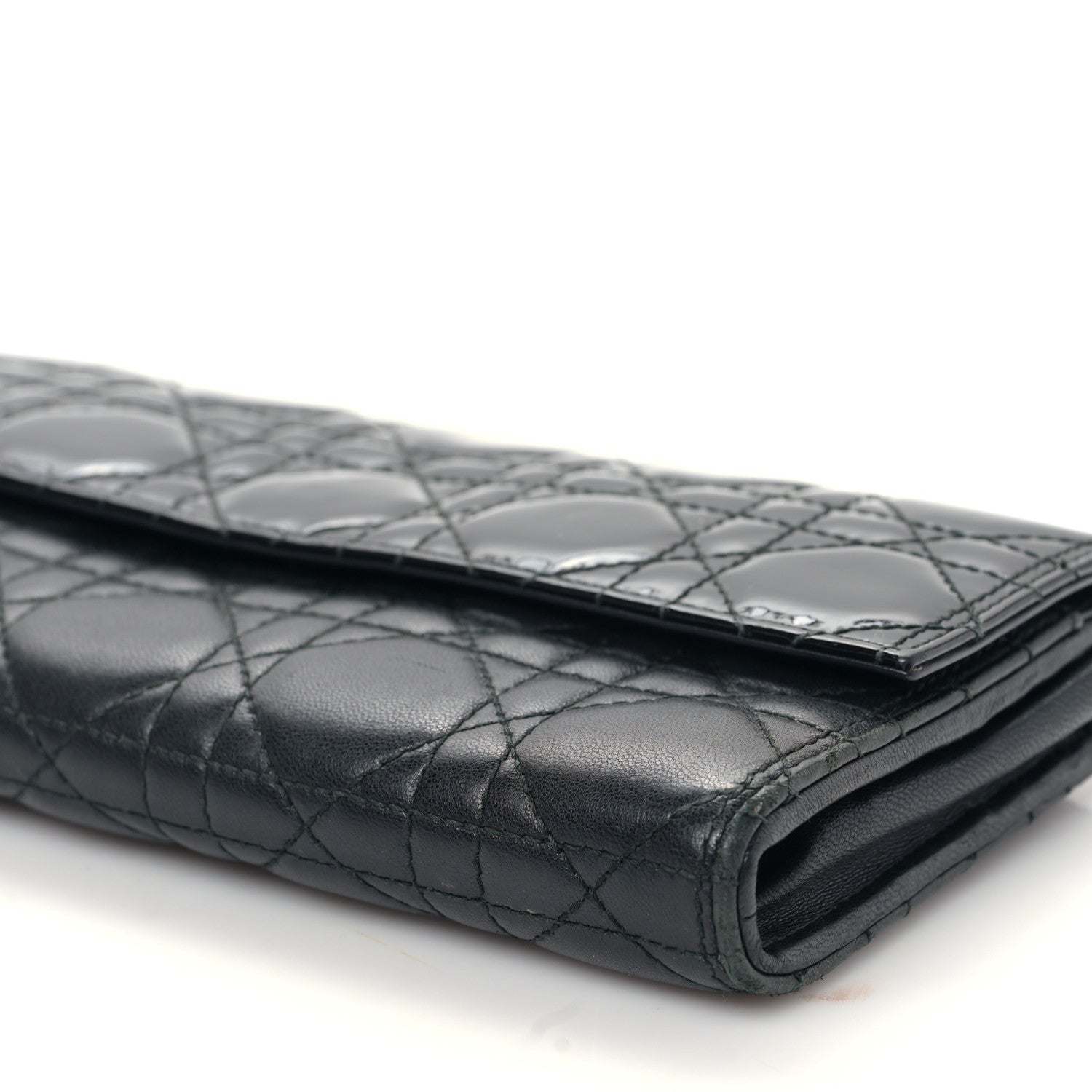 Christian Dior Patent Lambskin Cannage Lady Dior Rendezvous Wallet On Chain Black 9 of 9