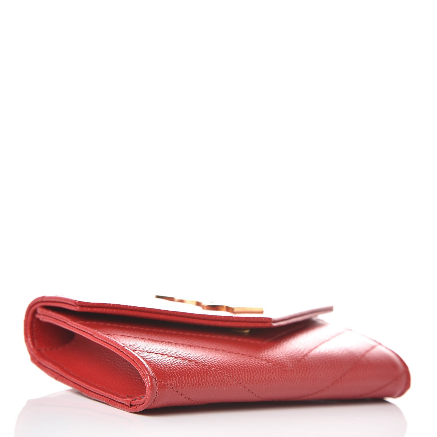 Grain De Poudre Matelasse Chevron Small Monogram Envelope Wallet Rouge Eros