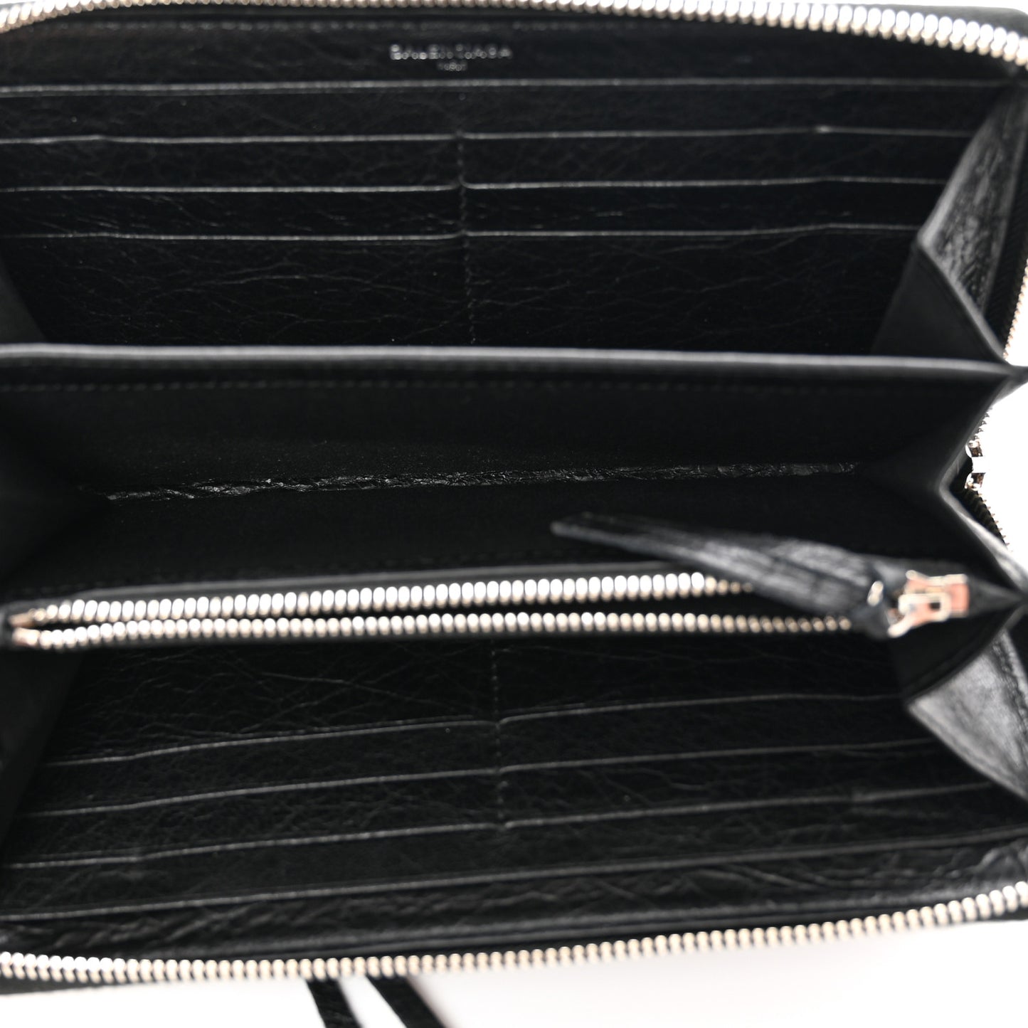 Agneau Classic Silver Hardware Continental Zip Around Wallet Black